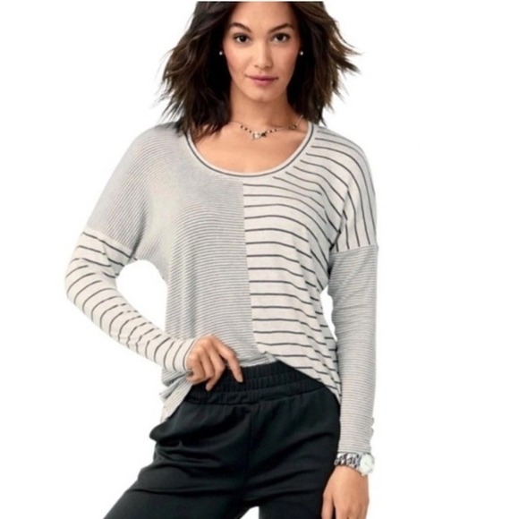 CAbi Tops - CAbi Pivot Long Sleeve Striped Oversized Tee Style #3806 Size M Drop Shoulder